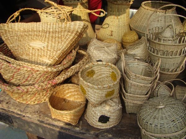 Traditional bamboo handicrafts made by artisans in Assam
